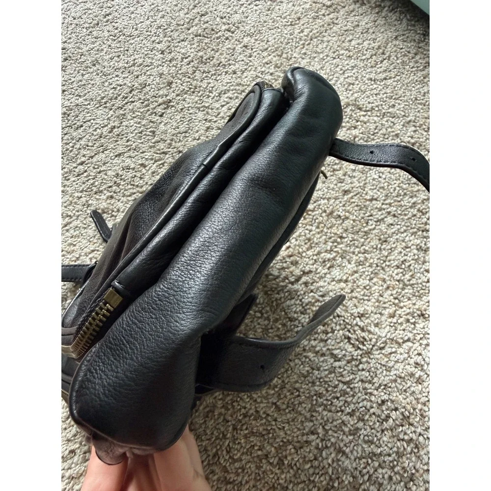 Margot Black Pebbled Leather Small Backpack Purse Minimalist Bag